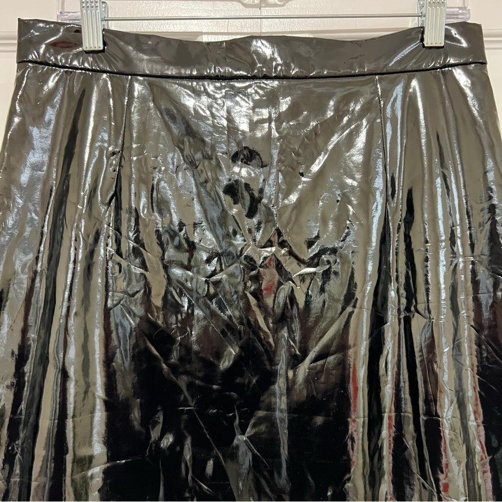 Disturbia Black Vinyl Pencil Skirt Back Zip Knee Length US Size 10 - Picture 3 of 13